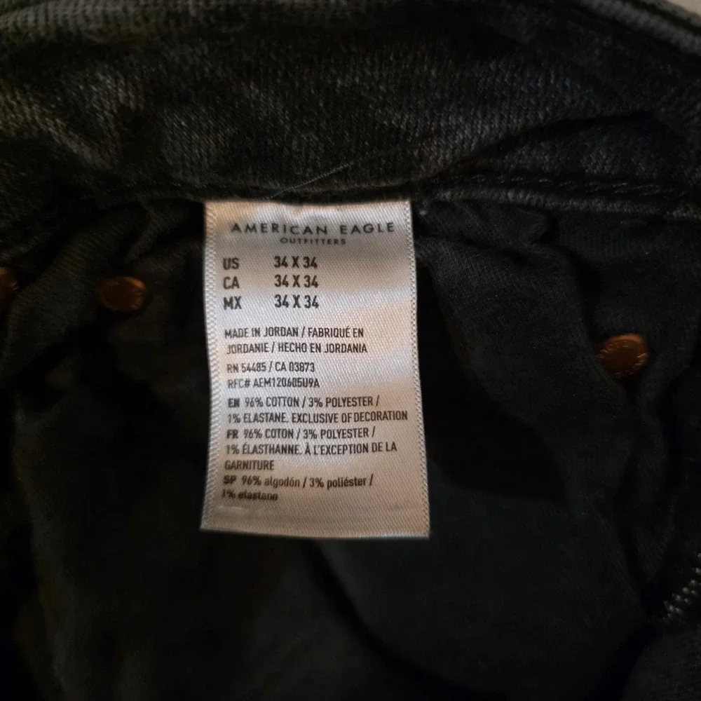 American Eagle Airflex+ Skinny Jeans Men 34x34 (31x30) Black Stretch Denim Pants